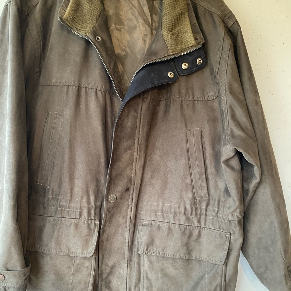 Vintage Brown Corduroy & Suede Jacket With Pockets & Drawstring